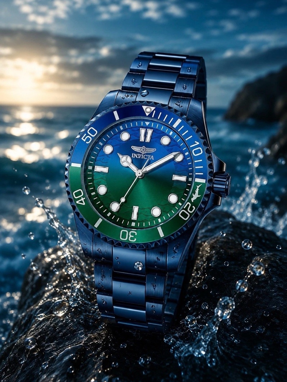 Invicta Pro Diver Men's Watch 43mm 50966 Stainless Steel Blue/Green Dial NEW